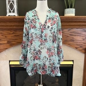 Kut from the Kloth Floral Print Textured‎ Blouse Sz. L